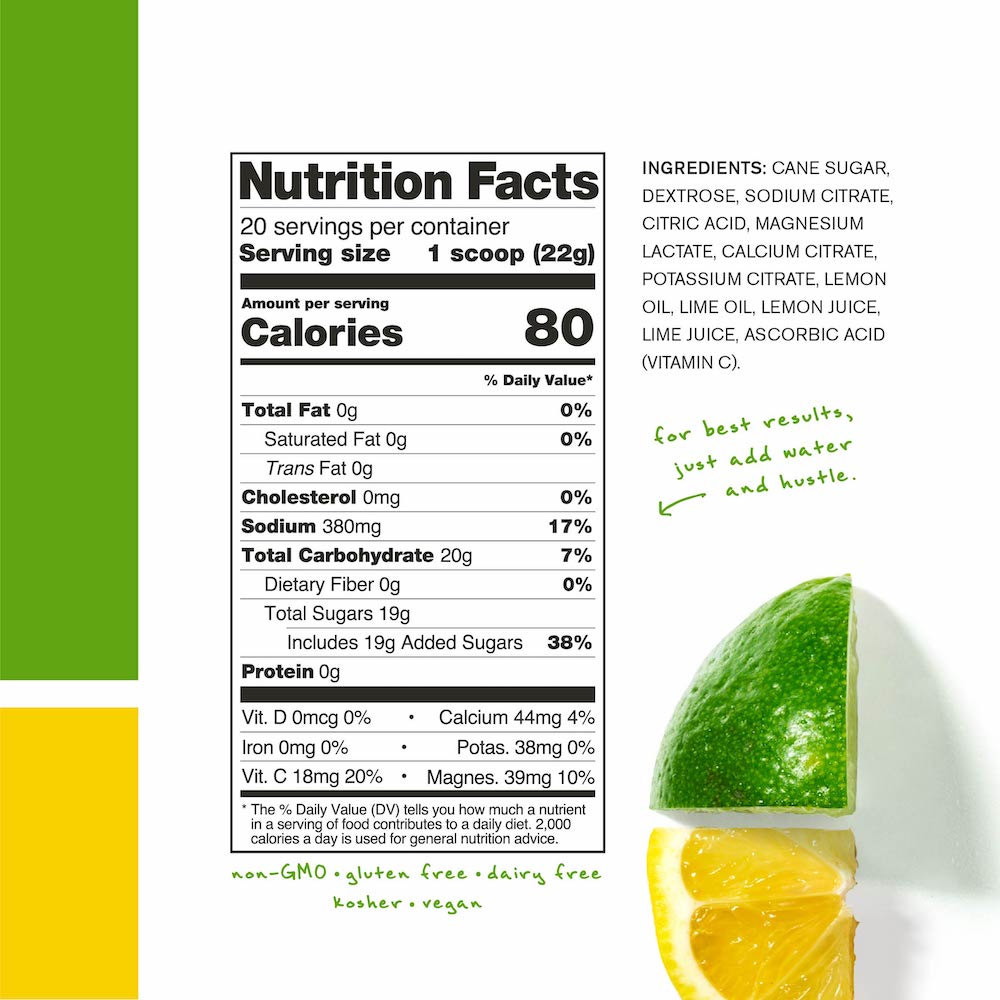 Skratch Labs Hydration Sport Drink Mix Lemon & Lime Nutrition Facts