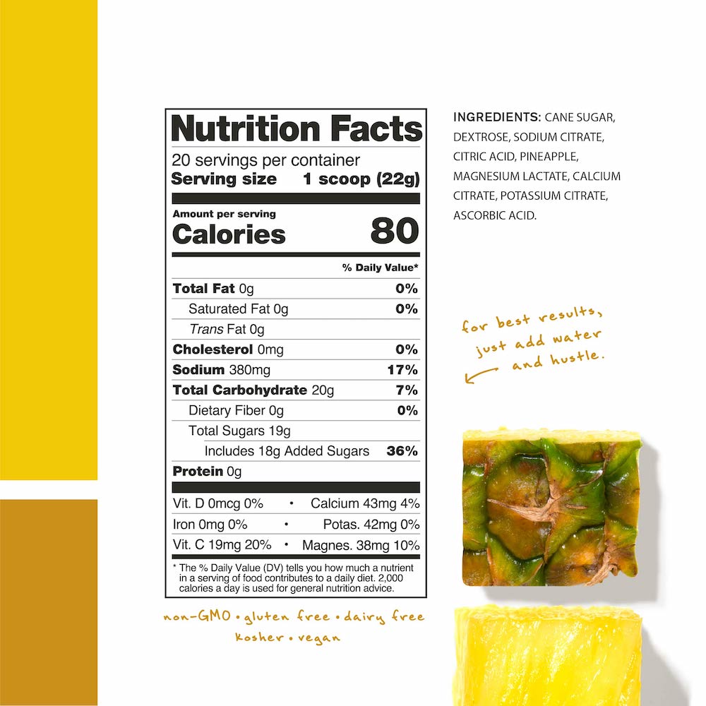 Skratch Labs Hydration Sport Drink Mix Pineapple Nutrition Facts